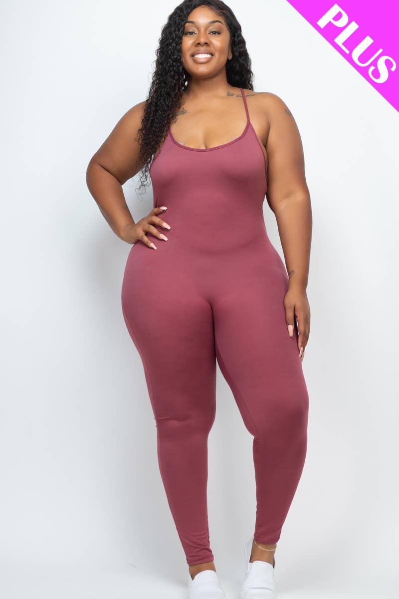 Plus Size Solid Bodycon Jumpsuit