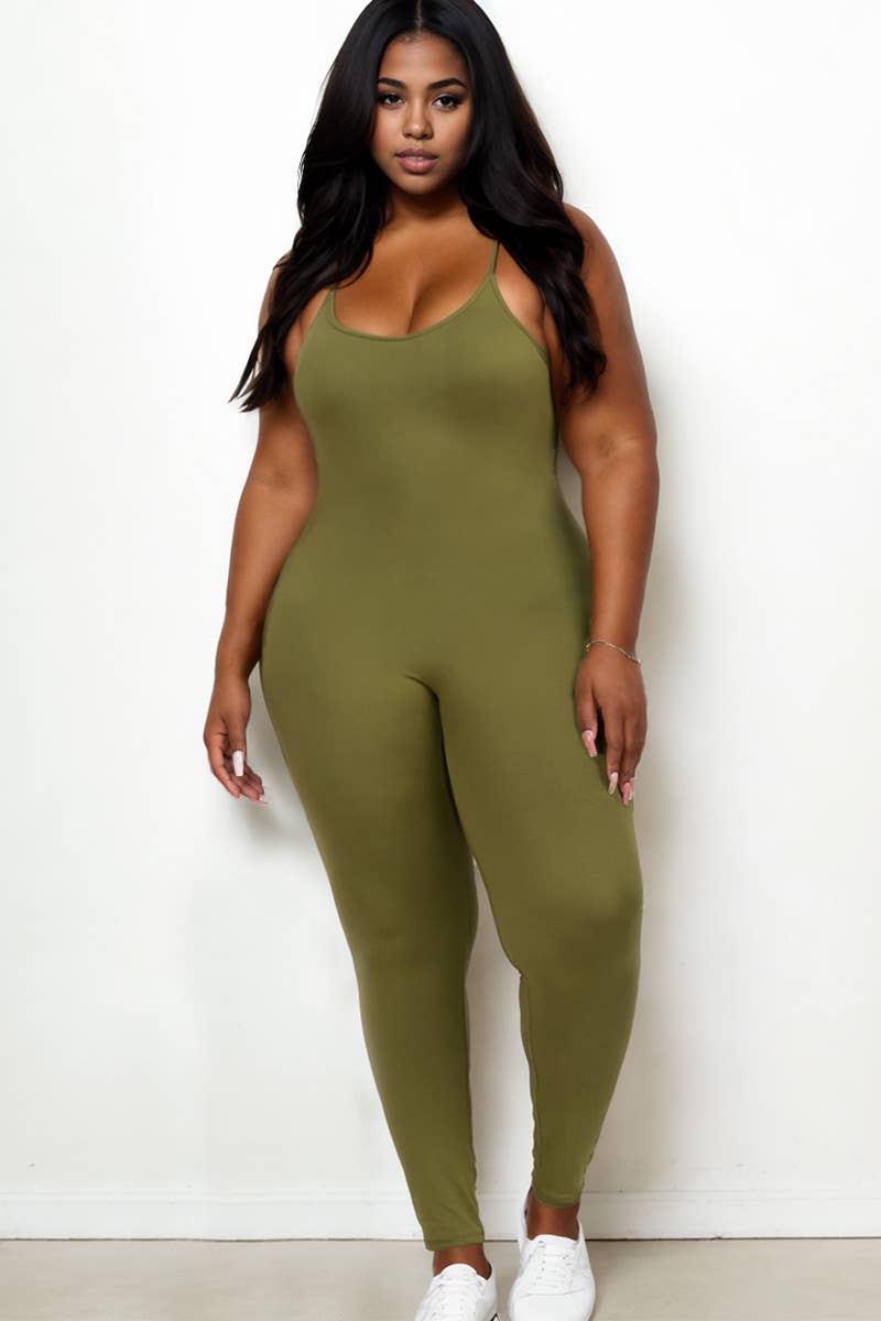 Plus Size Solid Bodycon Jumpsuit
