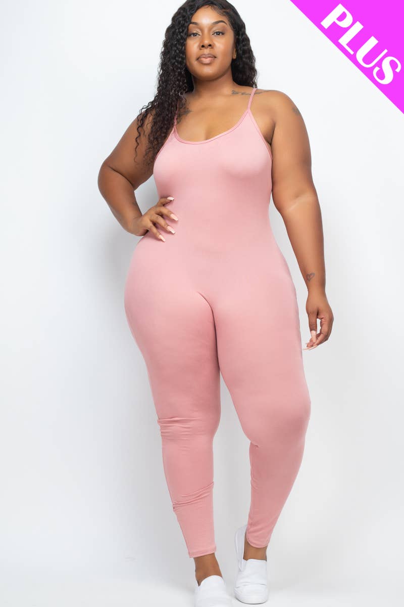 Plus Size Solid Bodycon Jumpsuit