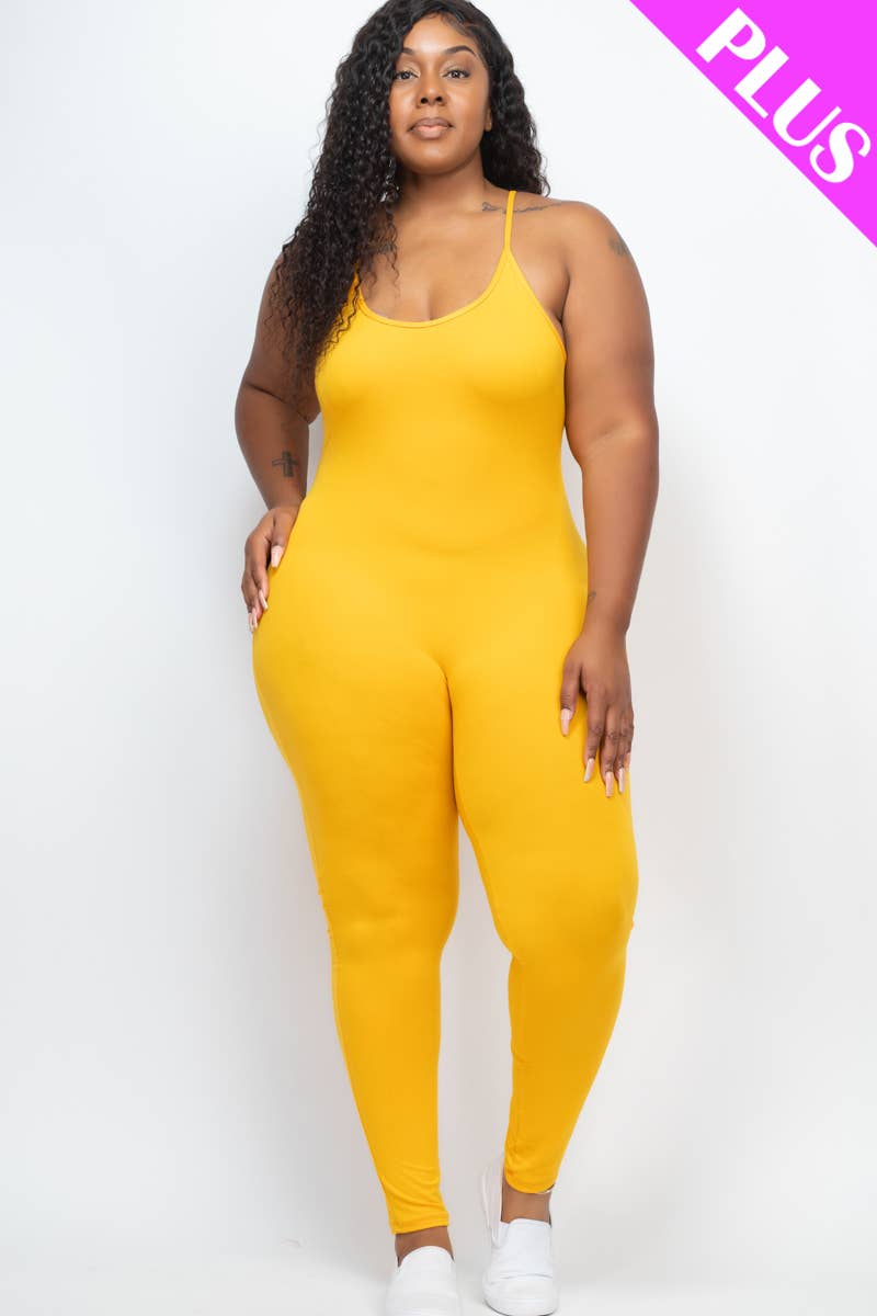 Plus Size Solid Bodycon Jumpsuit