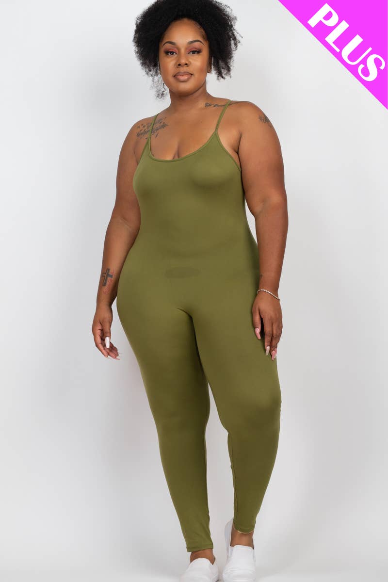 Plus Size Solid Bodycon Jumpsuit