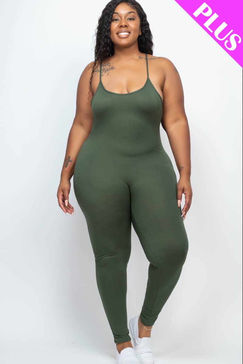 Plus Size Solid Bodycon Jumpsuit