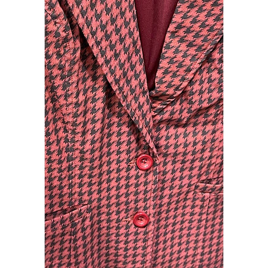 PLUS SIZE GLEN PLAID COLLARED BUTTON FRONT BLAZER