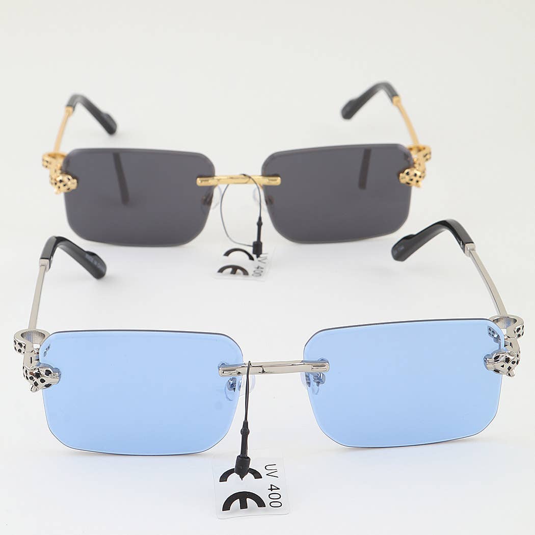 Modern Cheetah Rimless Sunglasses
