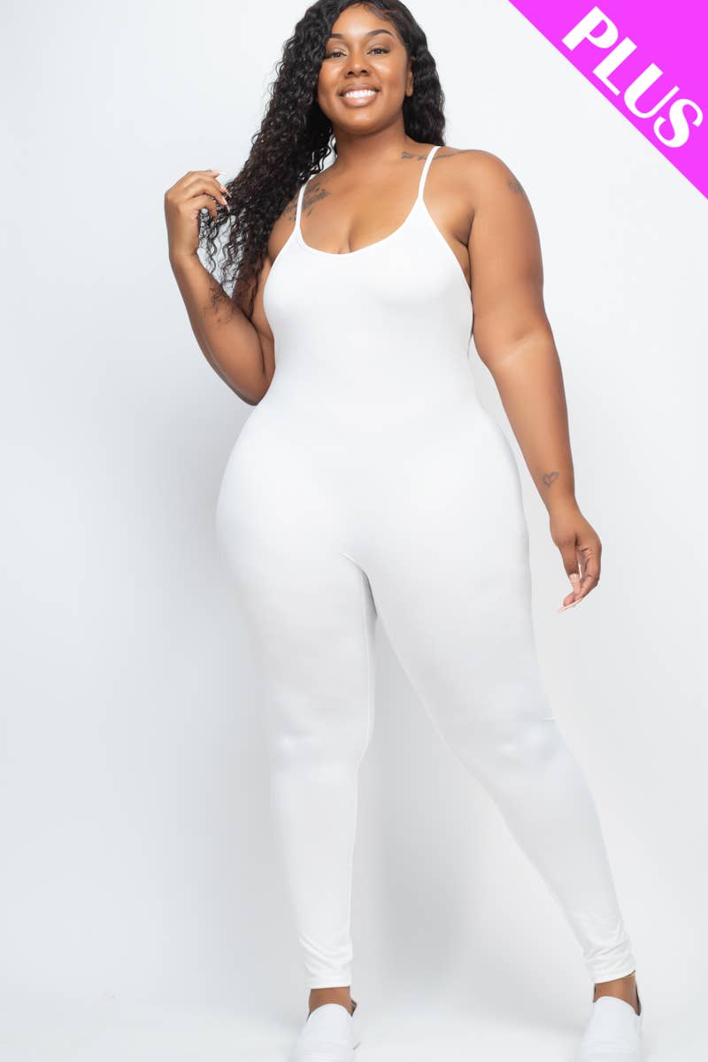 Plus Size Solid Bodycon Jumpsuit