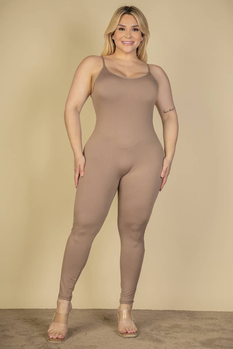 Plus Size Solid Bodycon Jumpsuit