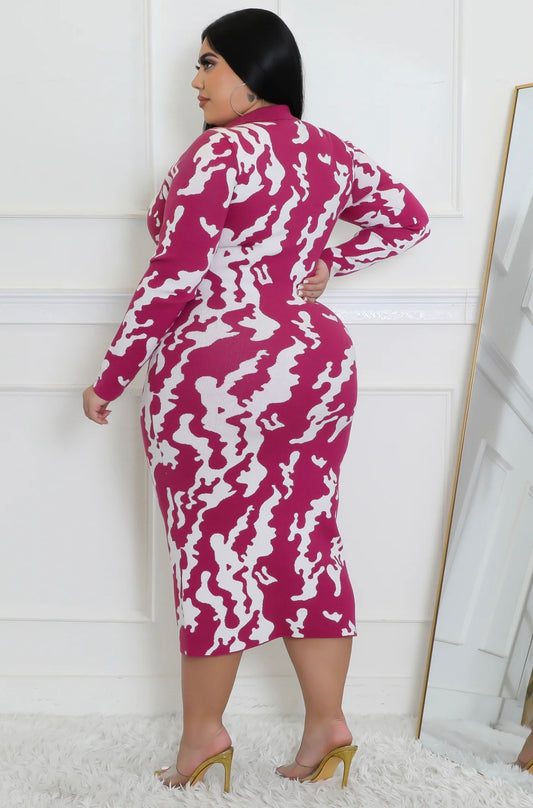 Abstract Waves Midi Dress