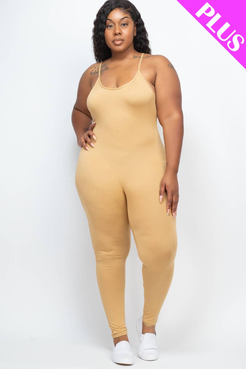Plus Size Solid Bodycon Jumpsuit