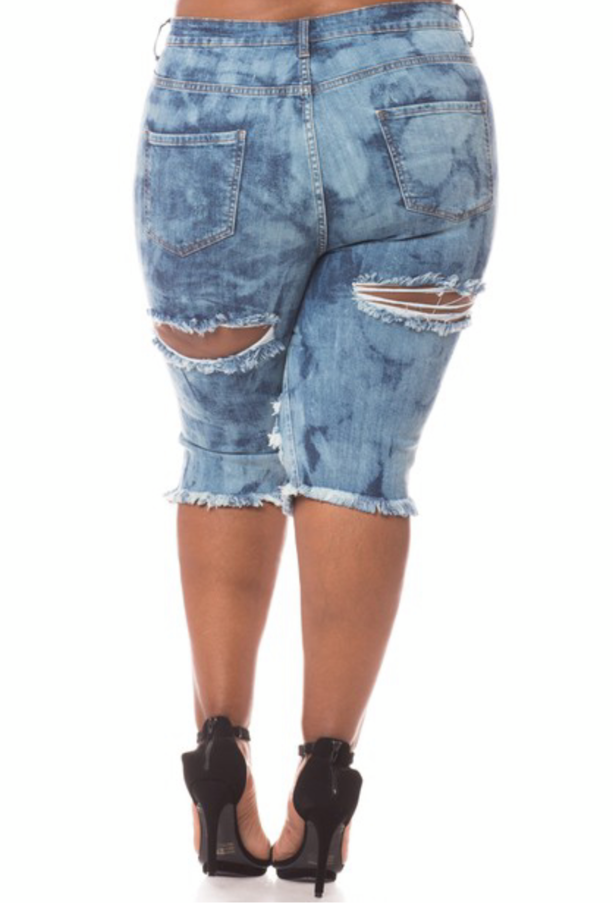 Cali Dreams Distressed Bermuda Shorts