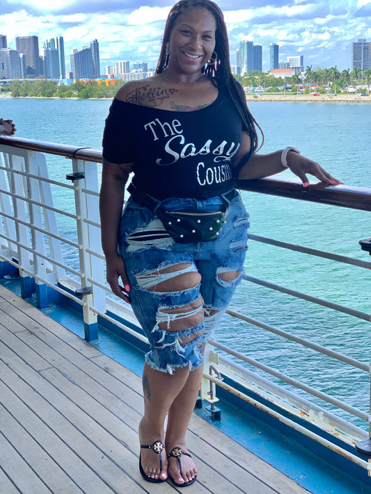 Cali Dreams Distressed Bermuda Shorts