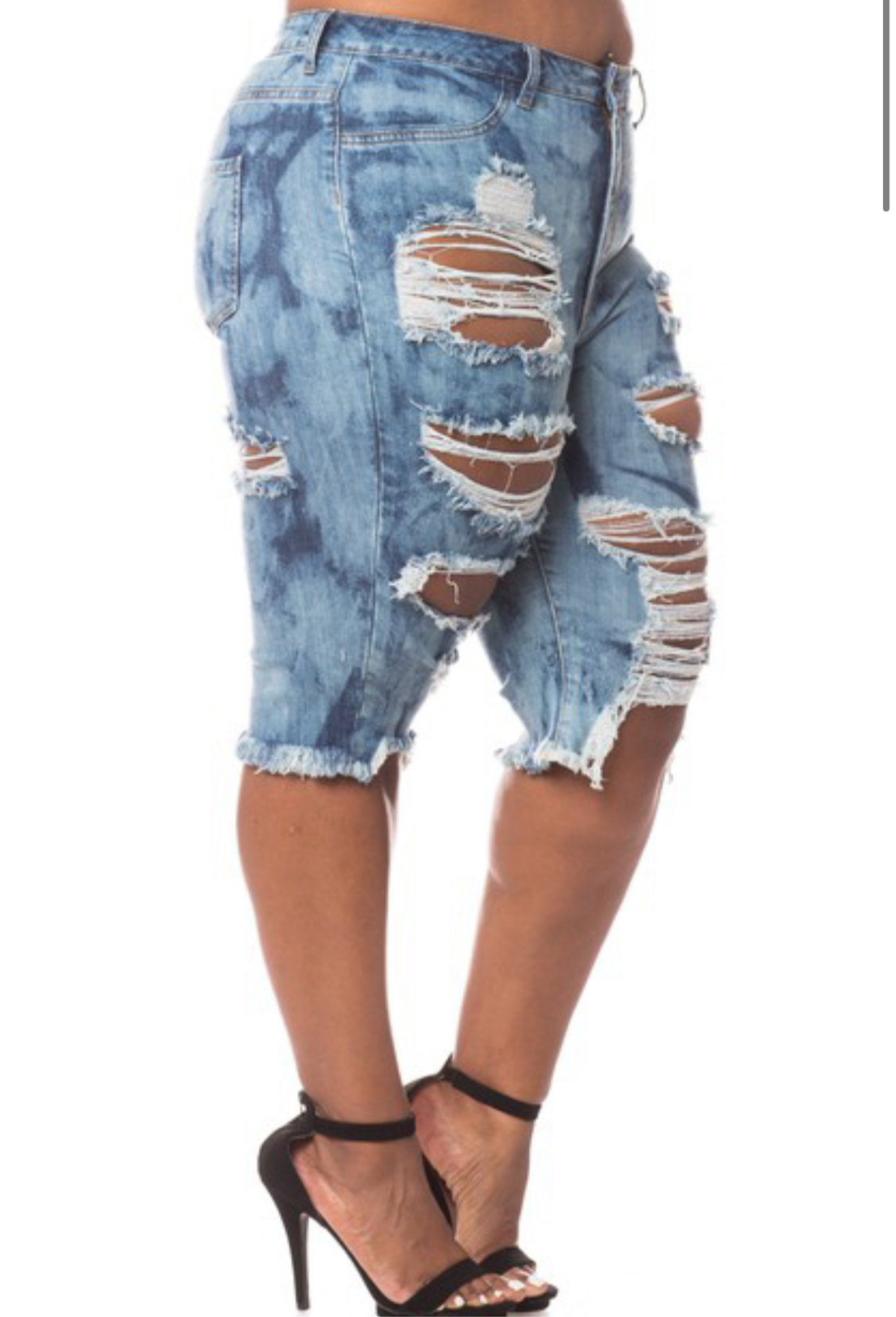 Cali Dreams Distressed Bermuda Shorts