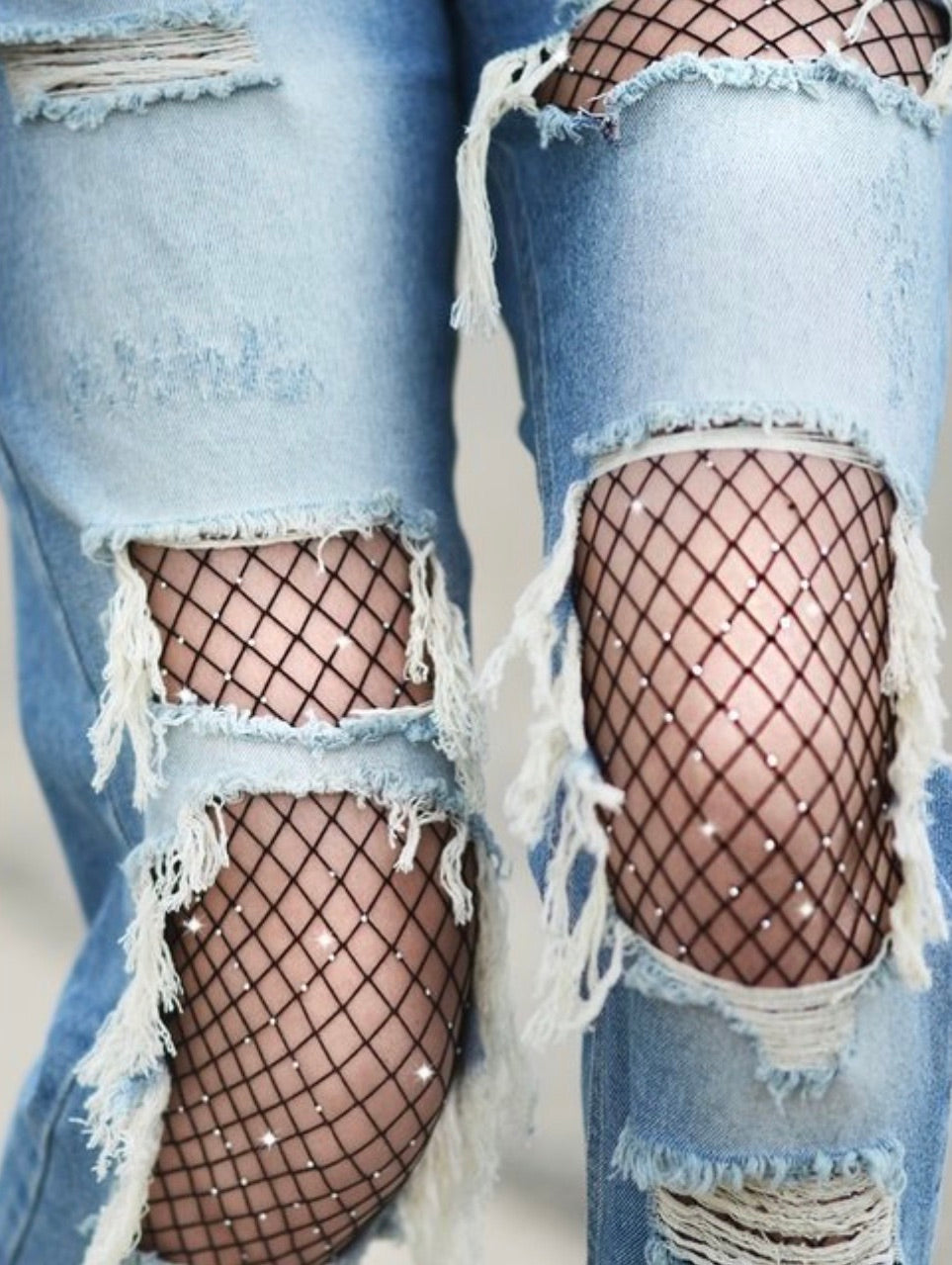 RHINESTONE FISHNET STOCKING