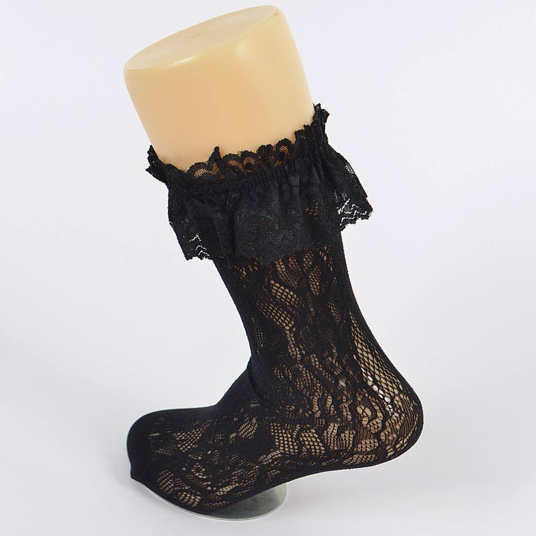 Laced Floral Mesh Socks