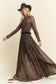 PLUS SIZE LONG SLEEVE MOCK NECK ANIMAL PRINT MESH MAXI DRESS