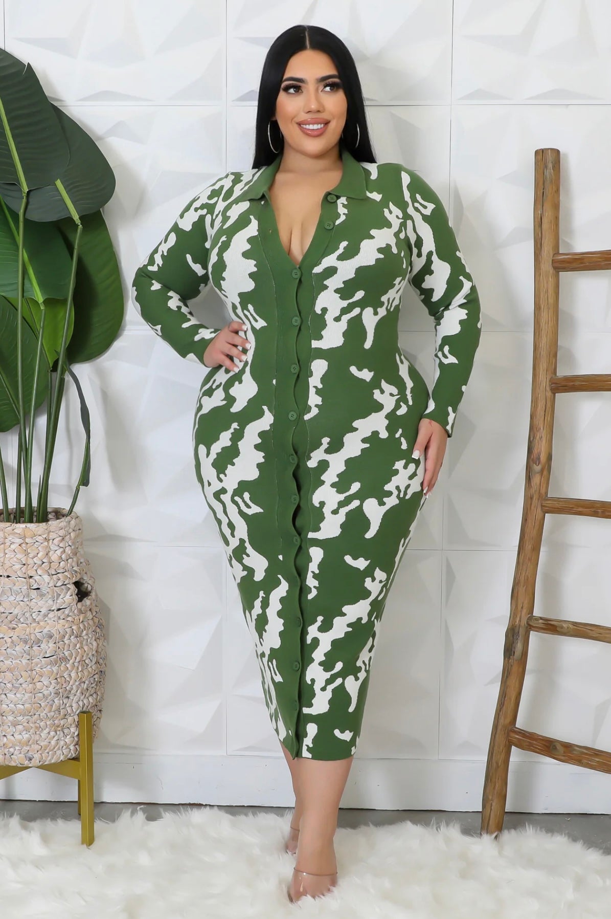 Abstract Waves Midi Dress