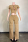 MINERAL WASH SAFETY PIN ASYM CUT TOP & PANT SET