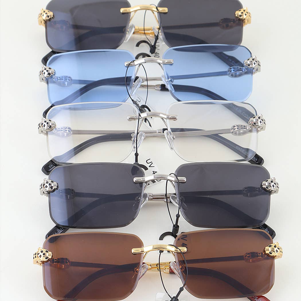 Modern Cheetah Rimless Sunglasses