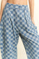 PLEATED CHECKERED HIGH WAIST BARREL PANTS