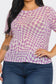 Plus Size Mesh See Through Checker Print Top