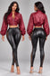 PLEATHER ZIP UP CROPPED JACKET