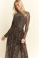 PLUS SIZE LONG SLEEVE MOCK NECK ANIMAL PRINT MESH MAXI DRESS
