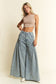 PLUS SIZE DENIM WIDE LEG FLARED PANTS