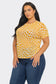 Plus Size Mesh See Through Checker Print Top