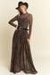 PLUS SIZE LONG SLEEVE MOCK NECK ANIMAL PRINT MESH MAXI DRESS