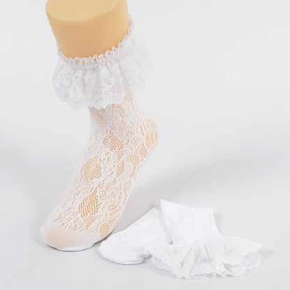 Laced Floral Mesh Socks