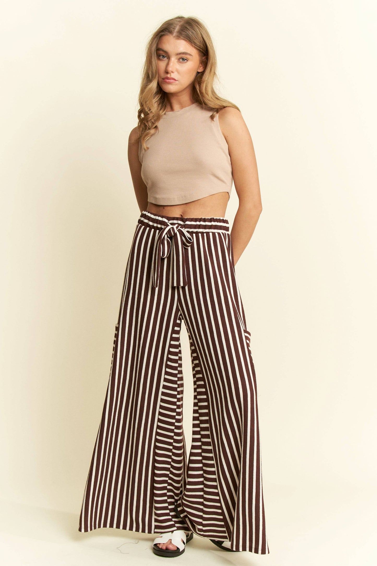 STRIPE WIDE LEG PANTS