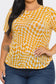 Plus Size Mesh See Through Checker Print Top