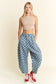 PLEATED CHECKERED HIGH WAIST BARREL PANTS