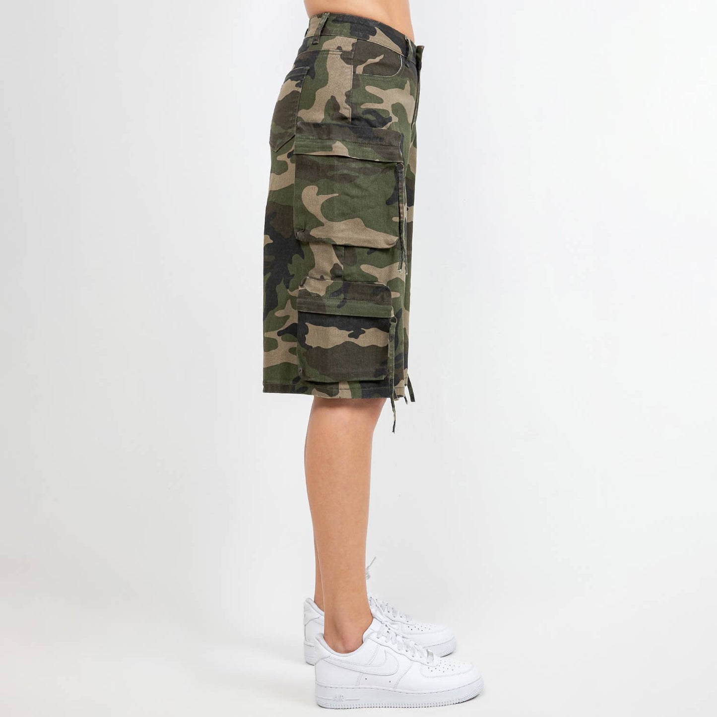PLUS SIZE CAMOUFLAGE MULTI POCKETS CARGO JORTS-RSS30821CMP