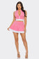 Front Zipper Crop Top And Pleated Mini Skirt Set