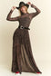 PLUS SIZE LONG SLEEVE MOCK NECK ANIMAL PRINT MESH MAXI DRESS