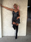FAUX LEATHER  RUCHED MINI DRESS