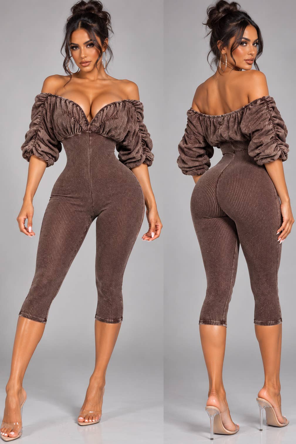 MINERAL WASH ULTRA RUCHED CAPRI ROMPER