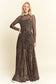 PLUS SIZE LONG SLEEVE MOCK NECK ANIMAL PRINT MESH MAXI DRESS