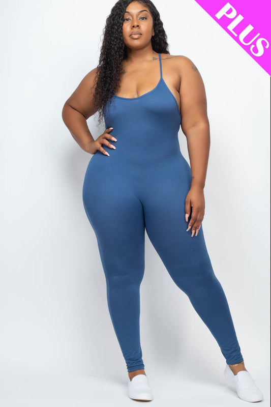 Plus Size Solid Bodycon Jumpsuit