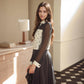Pleione Polkadot Mesh Button Up Shirt Blouse In Black Ivory