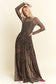 PLUS SIZE LONG SLEEVE MOCK NECK ANIMAL PRINT MESH MAXI DRESS