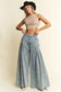 PLUS SIZE DENIM WIDE LEG FLARED PANTS