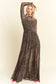 PLUS SIZE LONG SLEEVE MOCK NECK ANIMAL PRINT MESH MAXI DRESS