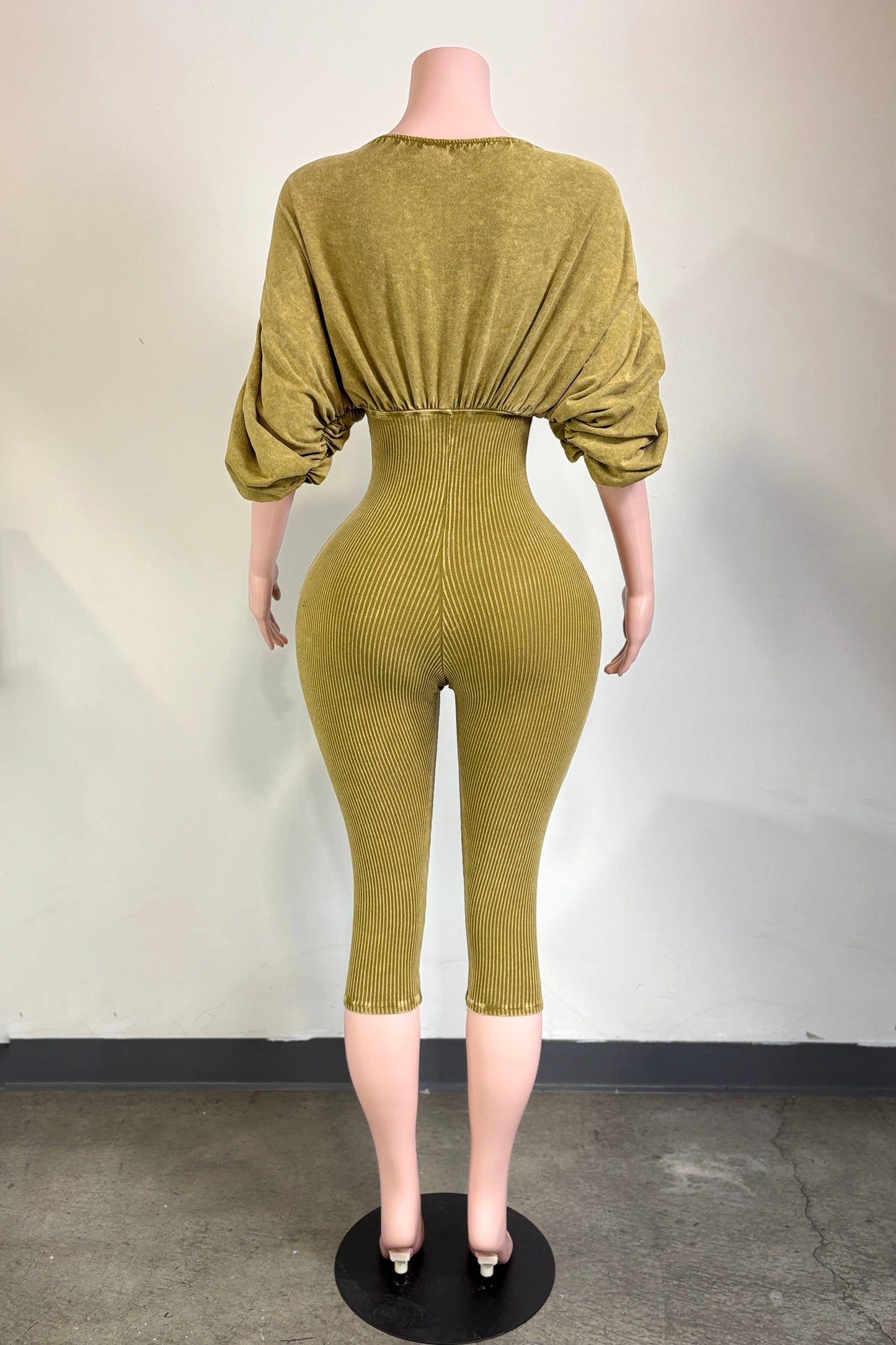 MINERAL WASH ULTRA RUCHED CAPRI ROMPER