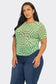 Plus Size Mesh See Through Checker Print Top
