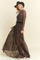 PLUS SIZE LONG SLEEVE MOCK NECK ANIMAL PRINT MESH MAXI DRESS