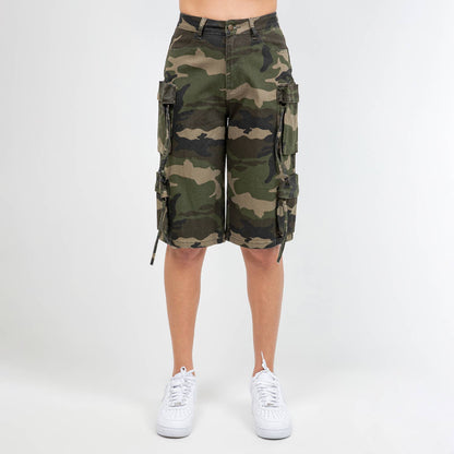PLUS SIZE CAMOUFLAGE MULTI POCKETS CARGO JORTS-RSS30821CMP