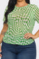 Plus Size Mesh See Through Checker Print Top