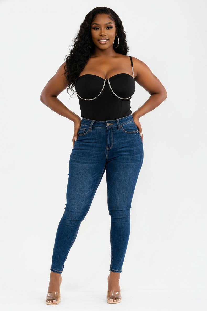 PLUS RHINESTONES DETAILED BODYSUIT