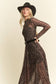 PLUS SIZE LONG SLEEVE MOCK NECK ANIMAL PRINT MESH MAXI DRESS